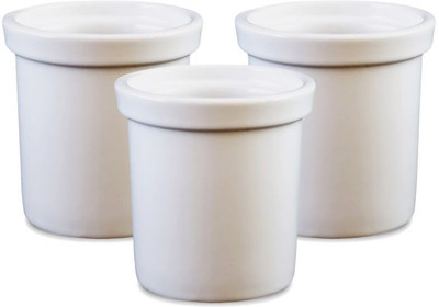 

Yellow Table Set of 3 Jar Style Ceramic Flower Pot, Mystique White, Small; Pot for Living Room / Table Top / Indoor Plants / Artificial Flowers / Garden D�cor Plant Container Set (Pack of 3, Ceramic) Plant Container Set(Pack of 3, Ceramic)