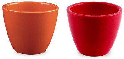 

YELLOWTABLE Combo of Strawberry Red and Mystique White Mini Ceramic Flower Pot (Height 3 inch); Pot for Living Room / Table Top / Indoor Plants / Artificial Flowers / Garden D�cor Plant Container Set (Pack of 2, Ceramic) Plant Container Set(Pack of 2, Cer