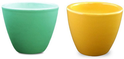

YELLOWTABLE Combo of Sea Green and Sunshine Yellow Mini Ceramic Flower Pot (Height 3 inch); Pot for Living Room / Table Top / Indoor Plants / Artificial Flowers / Garden D�cor Plant Container Set (Pack of 2, Ceramic) Plant Container Set(Pack of 2, Ceramic