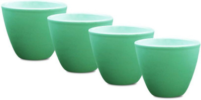 

Yellow Table Combo of 4 Mini Ceramic Flower Pot in Sea Green, (Height 3 inch); Pot for Living Room / Table Top / Indoor Plants / Artificial Flowers / Garden D�cor Plant Container Set (Pack of 4, Ceramic) Plant Container Set(Pack of 4, Ceramic)