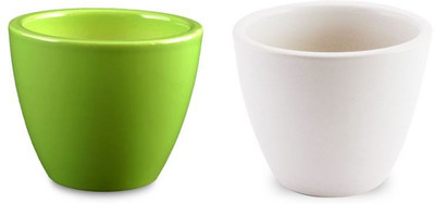 

YELLOWTABLE Combo of Light Green and Mystique White Mini Ceramic Flower Pot (Height 3 inch); Pot for Living Room / Table Top / Indoor Plants / Artificial Flowers / Garden D�cor Plant Container Set (Pack of 2, Ceramic) Plant Container Set(Pack of 2, Cerami