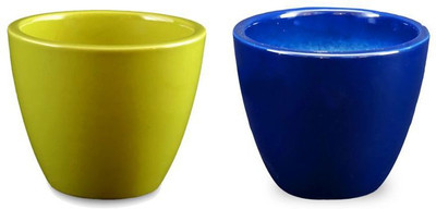 

YELLOWTABLE Combo of Cobalt Blue and Light Green Mini Ceramic Flower Pot (Height 3 inch); Pot/Planter for Living Room; Indoor Plants; Artificial Flowers; Garden D�cor; Flower Pot, Garden Pot Plant Container Set (Pack of 2, Ceramic) Plant Container Set(Pac