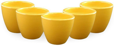 

Yellow Table Combo of 5 Mini Ceramic Flower Pot in Sunshine Yellow, (Height 3 inch); Pot for Living Room / Table Top / Indoor Plants / Artificial Flowers / Garden D�cor Plant Container Set (Pack of 5, Ceramic) Plant Container Set(Pack of 5, Ceramic)