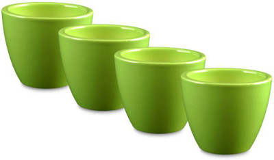 

Yellow Table Combo of 4 Mini Ceramic Flower Pot in Bright Green, (Height 3 inch); Pot for Living Room / Table Top / Indoor Plants / Artificial Flowers / Garden D�cor Plant Container Set (Pack of 4, Ceramic) Plant Container Set(Pack of 4, Ceramic)