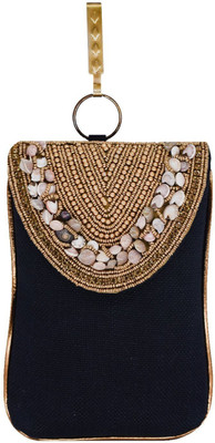 

Bagaholics Ethnic Beads & Stone Jute Clutch Diamond Studded Saree Clutch Mobile Pouch Waist Clip Ladies Purse Gift For Women Mobile Pouch(Blue)