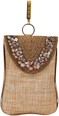 

Bagaholics Ethnic Beads & Stone Jute Clutch Diamond Studded Saree Clutch Mobile Pouch Waist Clip Ladies Purse Gift For Women Mobile Pouch(Beige)