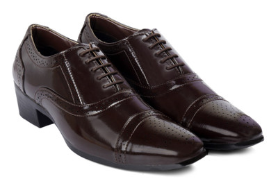 

Bxxy BROWN HEIGHT INCREASING LACE-UP BRITISH SEMI BROGUE SHOES Oxford For Men(Brown