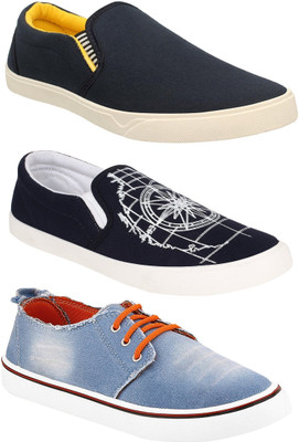 58 OFF on Chevit Men s Combo Pack of 3 Loafers Canvas Shoes For Men Navy Blue on Flipkart PaisaWapas