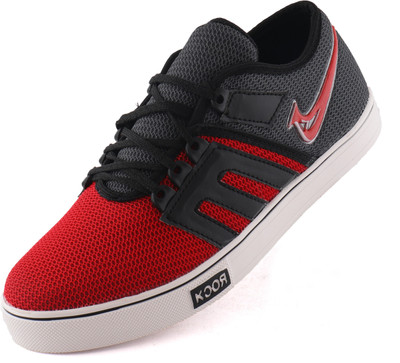 

Amanio Leather Casual Shoes Sneakers For Men(Red