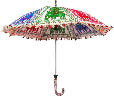 

Chesta Enterprises Rajasthani Handmade Peacock Print Embroidery Work Umbrella Umbrella(Multicolor)