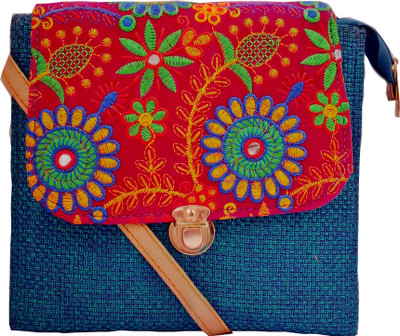

styles creation Women Casual Blue, Red Jute, Polyester Sling Bag