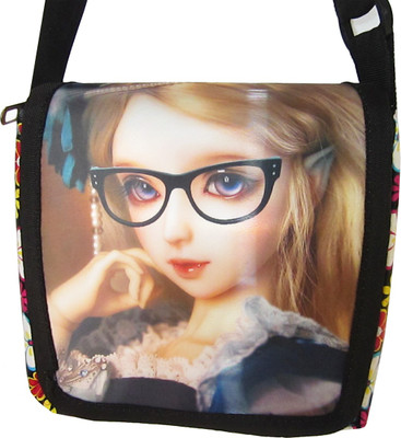 

KAMALI Girls Casual Black Canvas Sling Bag