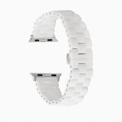 

Memore Replacement 3 Bead Ceramic Band for Apple Watch All Model (38mm, White) Smart Watch Strap(White)