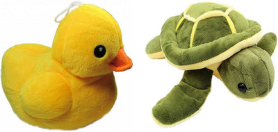 

Shopfloor.XYZ Combo of Duck stuffed soft toy AND TORTOISE - 26 cm(Multicolor)