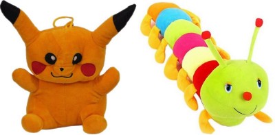 

Shopfloor.XYZ MULTICOLOR PIKACHU Stuffed Plush Soft Toy and Colourfull Caterpillar Soft Toy - 22 cm(Multicolor)