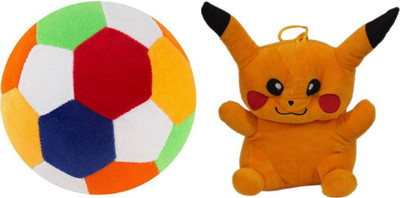 

Shopfloor.XYZ Stuffed FOOTBALL Soft Toy and PIKACHU (Combo of Two) Stuffed Plush For Kids/ Birthday Gift for Kids - 24 cm(Multicolor)
