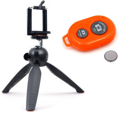 ReTrack RT-228 PHONE ADJUSTABLE HEAD TELEPHONE CAMERA STAND WITH TRIPOD AND BLUETOOTH SHUTTER Tripod(Black, Orange, Supports Up to 700 g)