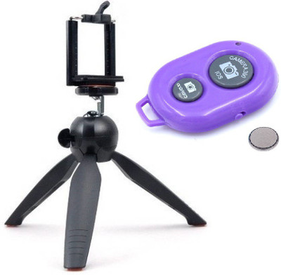 

ReTrack RT-228 PHONE ADJUSTABLE HEAD TELEPHONE CAMERA STAND WITH TRIPOD AND BLUETOOTH SHUTTER Tripod(Black, Purple, Supports Up to 700 g)