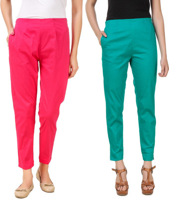 Q-Rious Regular Fit Women Green, Pink Trousers