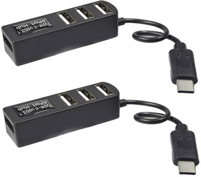 

Freya PACK OF 2 TYPE C USB 3.0 HUB 4 PORT USB Adapter(Black)