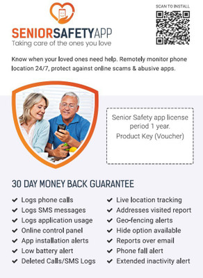 Senior Safety App, GPS Tracker, Fall Alerts & More SSA(1 Year, 1)