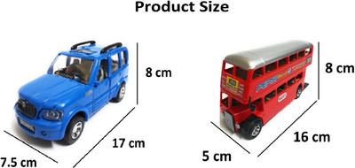 

The Game Begins Combo Toys of Scorpio Car and Double Decker Bus, Blue and Red, Set of 2 Toys(Multicolor)