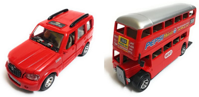 

The Game Begins Combo Toys of Scorpio Car and Double Decker Bus, Red Color, Set of 2 Toys(Multicolor)