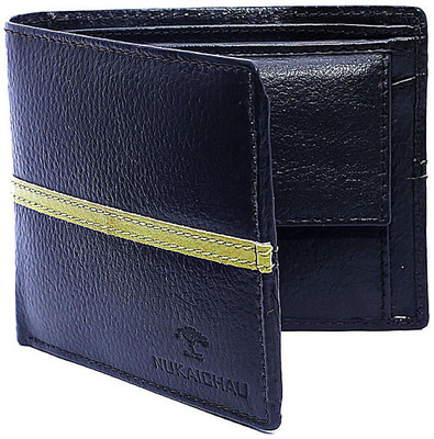

NUKAICHAU Men Black Genuine Leather Wallet(6 Card Slots), Black green