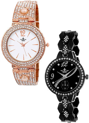 

Swisso SWS-364-GD-BLK Pearl Studded Elegant Combo Analogue Watch - For Women