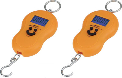 

KHARGADHAM Mini Portable 50kg-Digital Kitchen/Luggage Hanging LED Smiley Weighing Scale(SET OF 2) Weighing Scale(Multicolor)