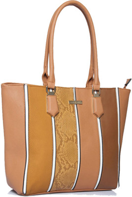 

Addons Snake-effect patchwork tote Bag Shoulder Bag(Brown, 5 L)