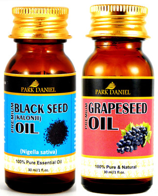 

Park Daniel Premium Black Seed (Kalonji)Oil and Grape seed oil combo pack of 2 bottles of 30 ml(60 ml)(60 ml)