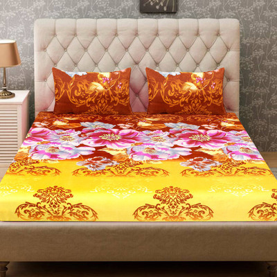 Creations@Home 110 TC Polycotton Double Floral Flat Bedsheet(Pack of 1, Floral Multicolour)