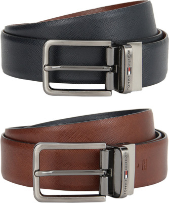 

Tommy Hilfiger Men Formal Tan, Blue Genuine Leather Reversible Belt, Navy/tan