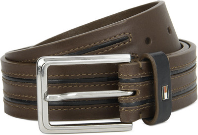 

Tommy Hilfiger Men Casual Multicolor Genuine Leather Belt, Brown with navy