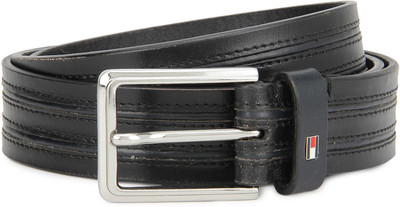 

Tommy Hilfiger Men Casual Black, Blue Genuine Leather Belt, Black with navy