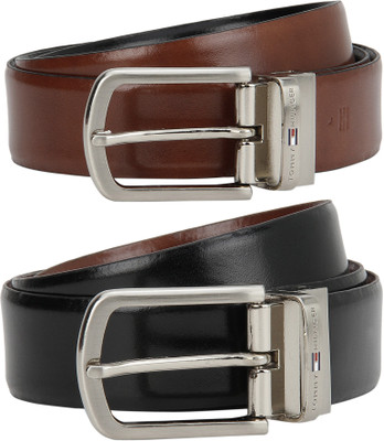 

Tommy Hilfiger Men Formal Tan, Black Genuine Leather Reversible Belt, Black/tan
