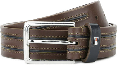

Tommy Hilfiger Men Casual Brown, Blue Genuine Leather Belt, Brown with navy