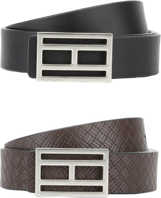 

Tommy Hilfiger Men Casual Black, Brown Genuine Leather Reversible Belt, Brown/black