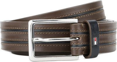 

Tommy Hilfiger Men Casual Brown, Blue Genuine Leather Belt, Brown with navy