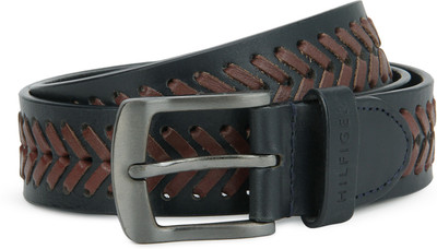 

Tommy Hilfiger Men Casual Brown, Blue Genuine Leather Belt, Navy/burgandy