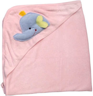 Offspring Plain  Hooded Baby Blanket(Cotton, Pink