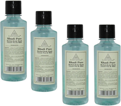 

KHADI PURE GRAMODYOG HERBAL GREEN TEA & MINT BODY WASH(840 ml, Pack of 4)
