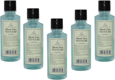 

KHADI PURE GRAMODYOG HERBAL GREEN TEA & MINT BODY WASH(1050 ml, Pack of 5)
