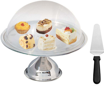 A-Plus Cake Stand With Glass Lid & Stainless Steel Cake Server(Steel, Pack of 3) available at flipkart for Rs.1325