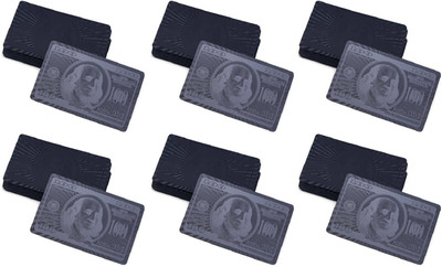 

Care Case Pack Of 6-Unique Black Good Quality Waterproof USD 100 Dollar Deck Poker Playing Cards(Black)