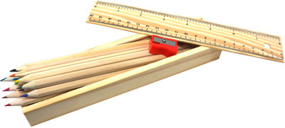 

Muren wooden box With Colors pencil & Sharpner rectangular Shaped Color Pencils(Set of 1, Multicolor)