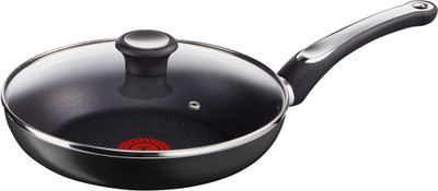 

TEFAL Fry Pan 24 cm diameter with Lid(Aluminium, Non-stick, Induction Bottom), Black