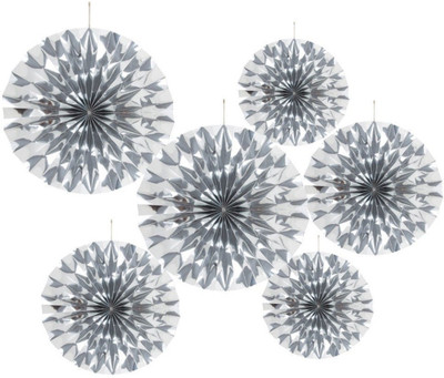 

Smartcraft Silver Silver Paper Fans Hanging Wall Decoration - 6pcs , Birthday Party Supplies , Party Decorations - 250 g
