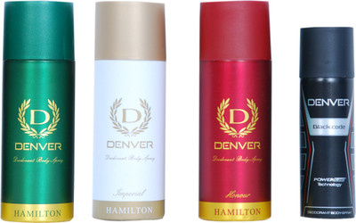 

Denver Hamilton Deodorants different flavors Body Spray - For Men(545 ml, Pack of 4)
